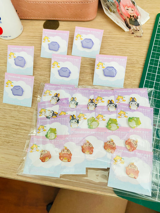 Pokemon 耳環 手工滴膠 純銀抗敏