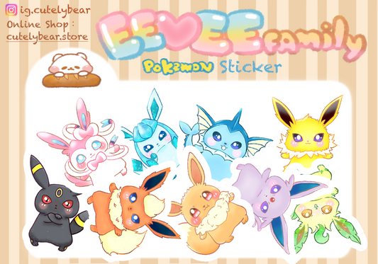 Pokemon 自家製 貼紙 "伊貝家族" 伊布 Homemade Stickers